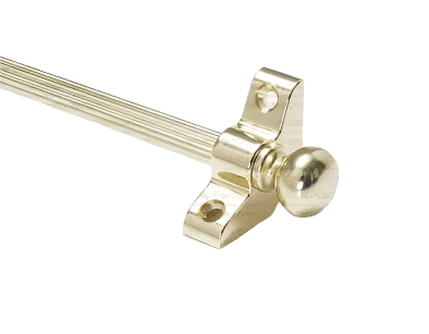 1 x Norfolk Reed Polished Brass 3/8" x 28" Stair Rod With Knob Finial & Bracket