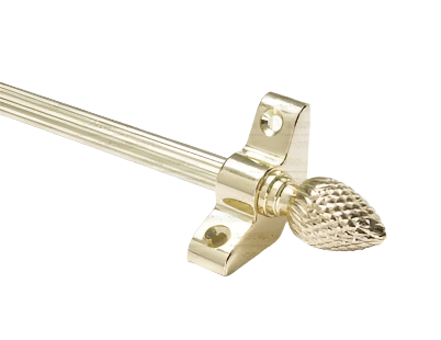1 x Norfolk Reed Polished Brass 3/8" x 28" Stair Rod With Pineapple Finial & Bracket