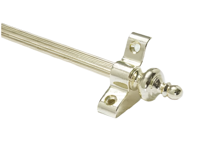 1 x Norfolk Reed Polished Brass 3/8" x 28" Stair Rod With Urn Finial & Bracket