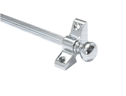 1 x Polished Chrome Reeded 3/8" x 28" Stair Rod With Ball Finials