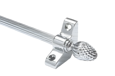 1 x Polished Chrome Reeded 3/8" x 28" Stair Rod With Pineapple Finials