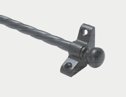 1 x Rope Twist Wrought Iron 3/8" x 28" Stair Rod With Knob Finial