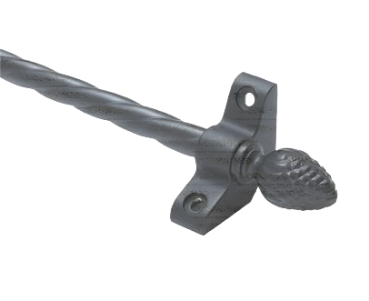 1 x Rope Twist Wrought Iron 3/8" x 28" Stair Rod With Pineapple Finial