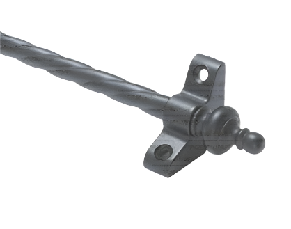 1 x Rope Twist Wrought Iron 3/8" x 28" Stair Rod With Urn Finial