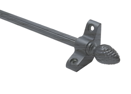 1 x Norfolk Reed Wrought Iron 3/8" x 28" Stair Rod With Pineapple Finial