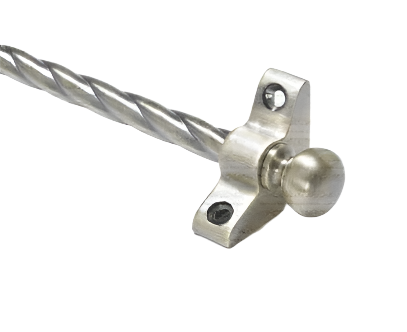 1 x Rope Twist Antique Brass 3/8" x 28" Stair Rod With Ball Finial