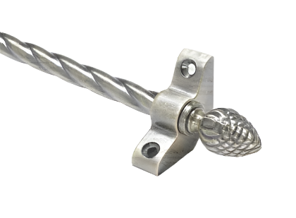 1 x Rope Twist Antique Brass 3/8" x 28" Stair Rod With Pineapple Finial