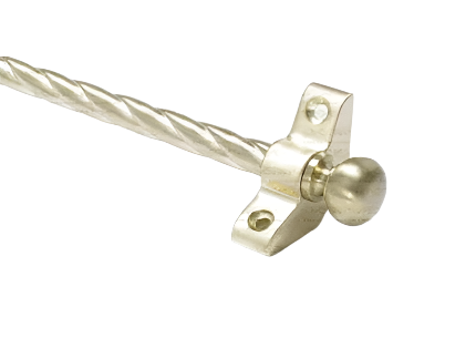 1 x Rope Twist Satin Brass 3/8" x 28" Stair Rod With Ball Finial