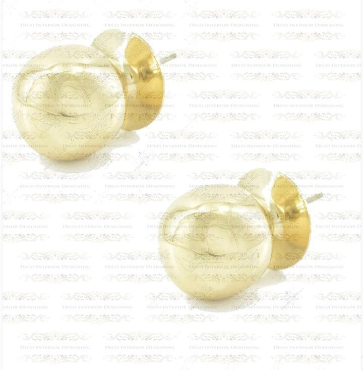 Polished Brass Pole Set, Curtain Rod With Round Tail Brackets (65mm)