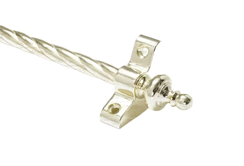 13 x Candy Twist Rope Polished Brass 3/8" x 28" Stair Rods With Urn Finial & Bracket