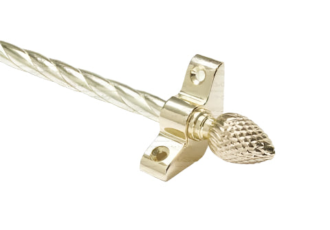 13 x Candy Twist Rope Polished Brass 3/8" x 28" Stair Rods With Pineapple Finial & Bracket