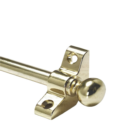 1 x Polished Brass Knob Stair Rod 3/8" x 28.5" Long With Brackets And Finials