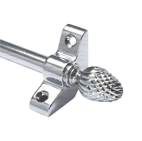 1 x Polished Chrome 3/8" x 28" Stair Rod With Pineapple Finials