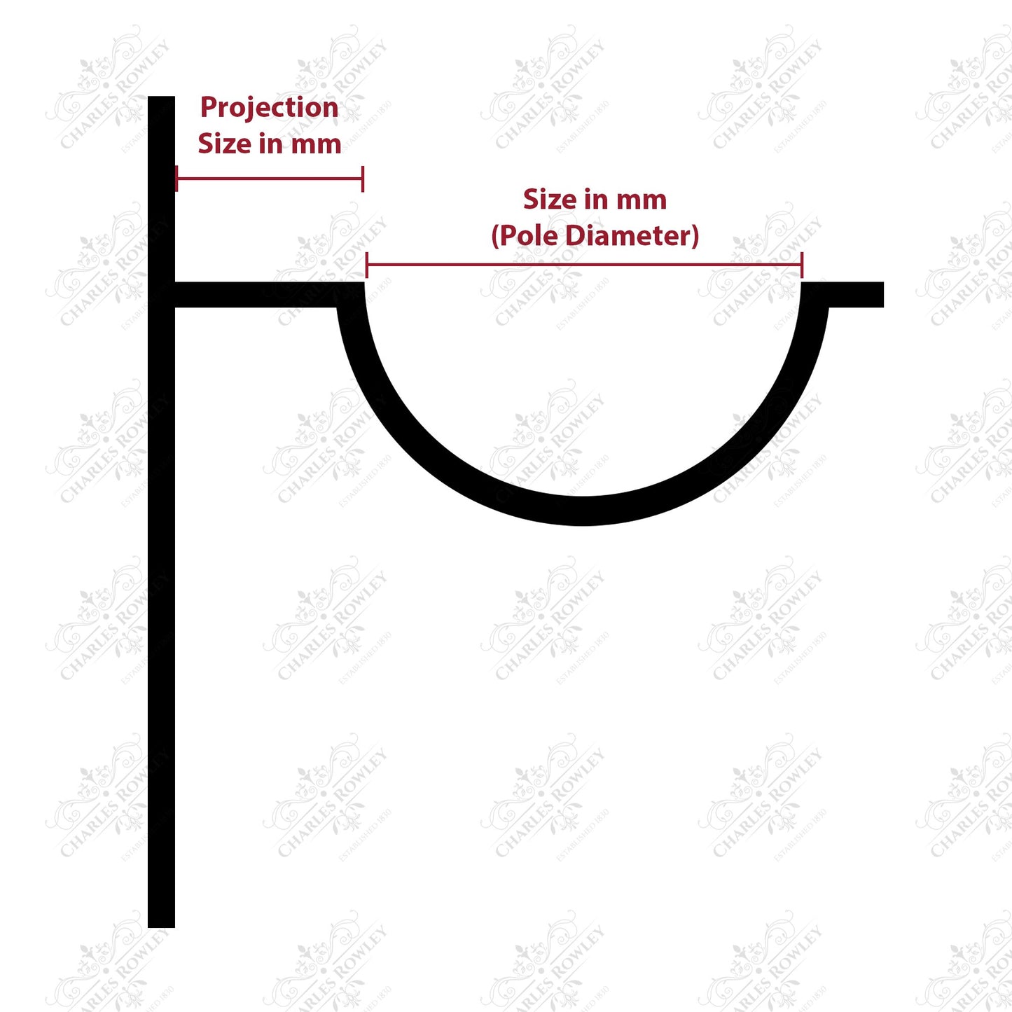 10cm Projection End Bracket, Solid End Bracket For Curtain Pole