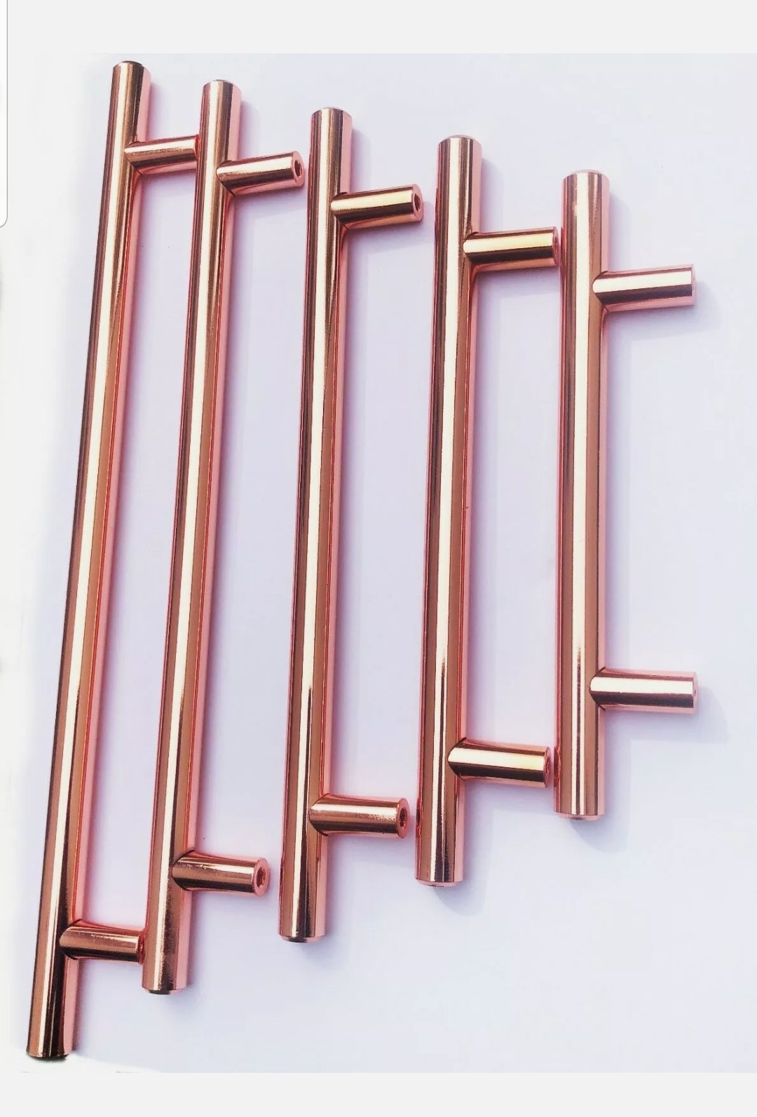 Kitchen Door Handles Bright Copper, Solid Brass Metal Handles
