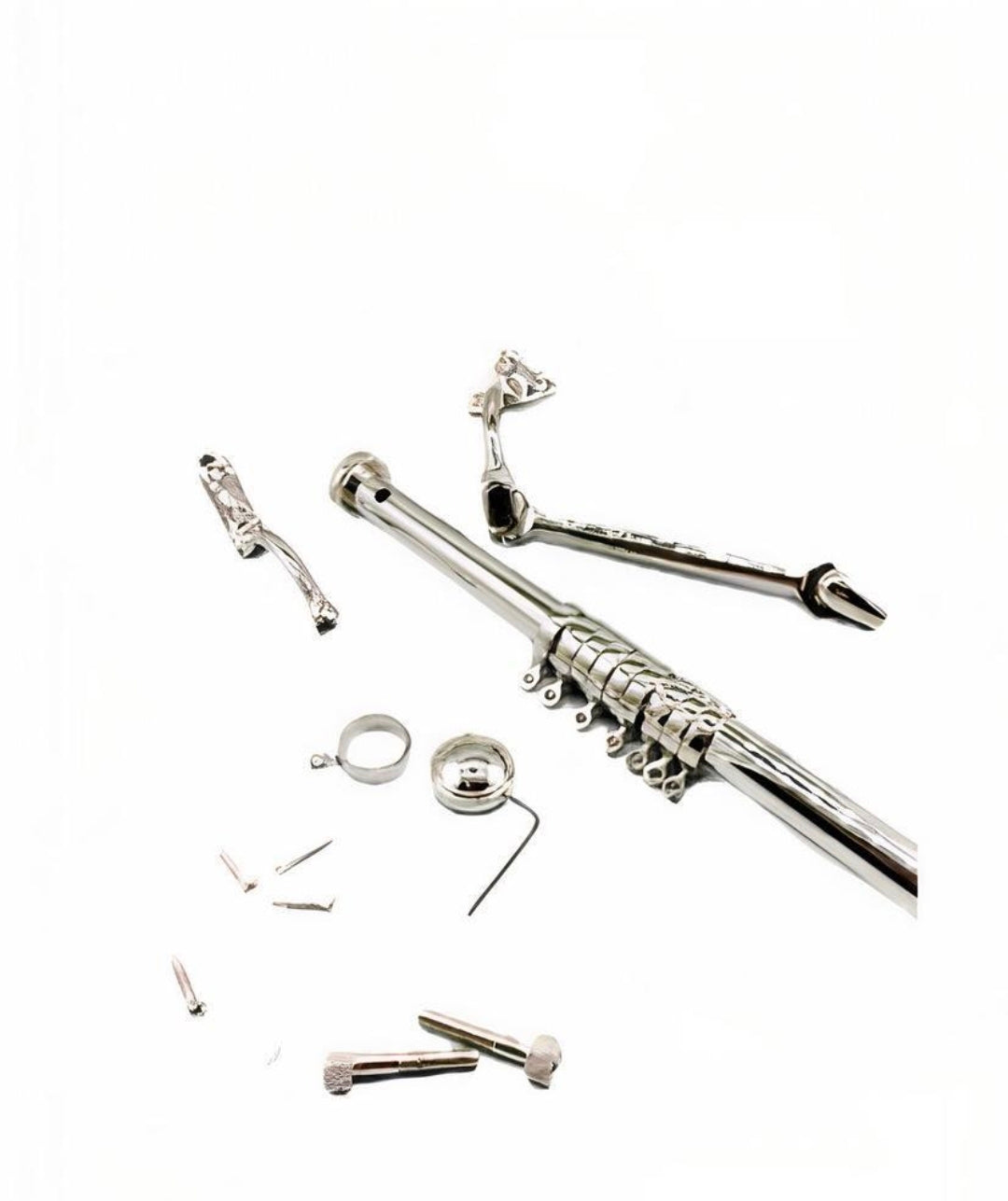 Solid Brass Rising Portiere Rod Polished Nickel, Unique Style Brass Portiere Rod