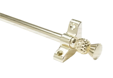 1 x Polished Brass 3/8" x 28" Stair Rod With Thistle Finial & Bracket