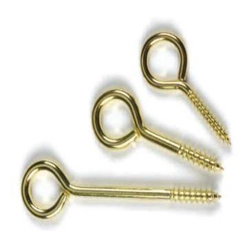 Box Of 100 Brass Plated Screw Eyes Hooks, For Hanging Small items