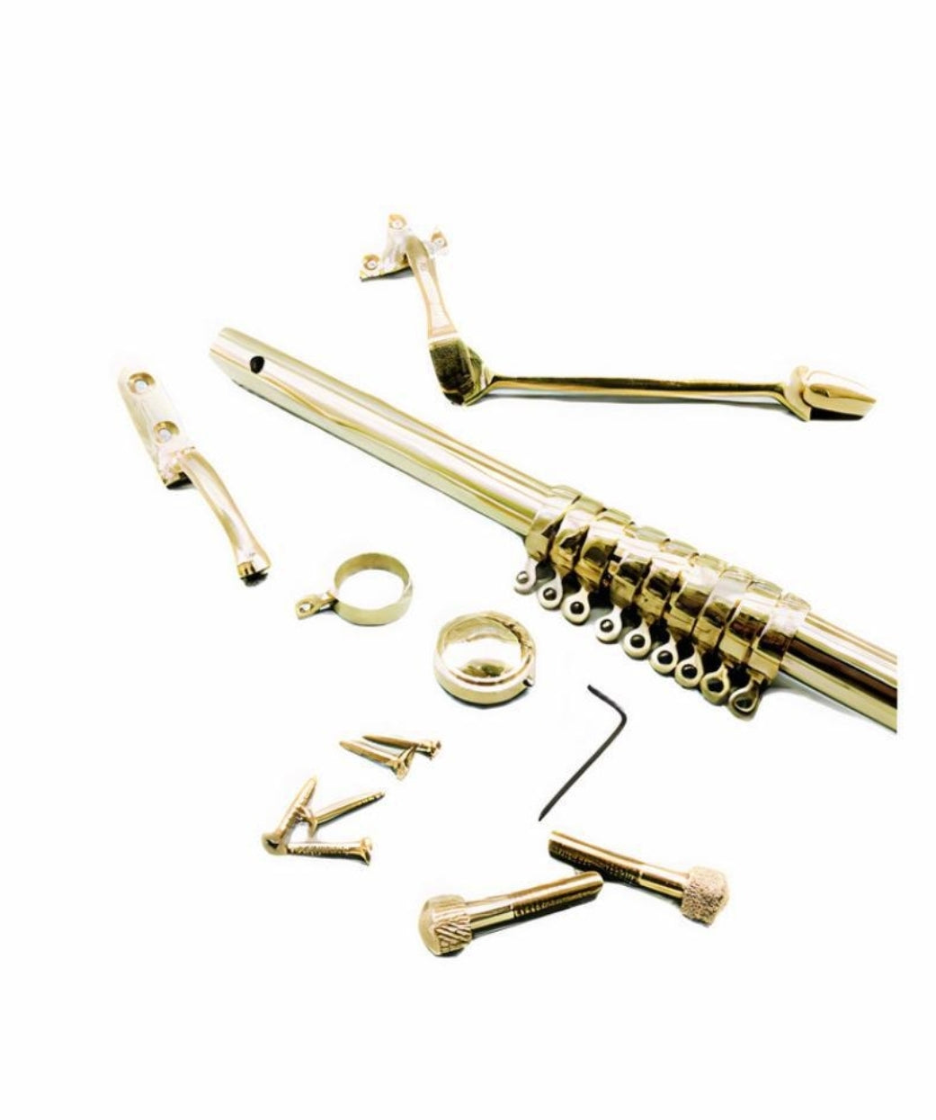 Solid Brass Rising Portiere Rod Polished Brass Unlacquered, Unique Style Brass Portiere Rod